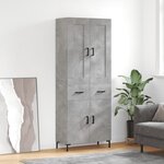vidaXL Buffet haut Gris béton 69 5x34x180 cm Bois d'ingénierie