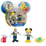 Mickey, 2 figurines articulées 7,5 cm avec accessoires, Theme Pompier, Jouet pour enfants des 3 ans