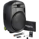 IBIZA PORT15VHF-MKII - Systeme enceinte de sonorisation portable autonome 15/38CM AVEC USB, Bluetooth et 2 micros VHF