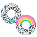 Pack 2 bouées gonflables ronde xxl pour piscine & plage ultra confort  flotteur deluxe - pack twin donut leopard ø120cm
