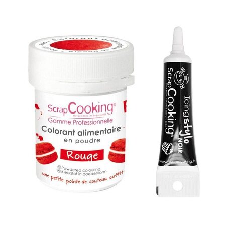 Colorant alimentaire Rouge + Stylo de glaçage noir