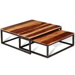 vidaXL Ensemble de table basse gigogne 2 Pièces Bois massif de Sesham