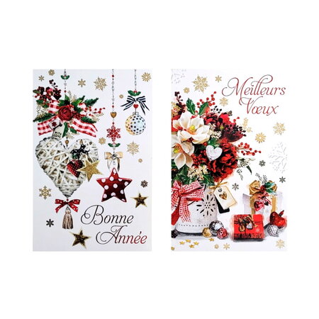 Carte de voeux avec enveloppe - lot de 5 cartes bonne année et meilleurs voeux