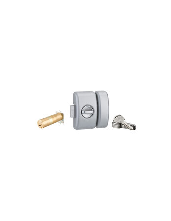 THIRARD - Verrou à bouton Universel ajustable pour entrée  Transit 2  dim. cylindre de 35 à 80mm  acier  5 clés  epoxy argent