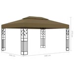 vidaXL Tonnelle avec double toit et lumières LED 3x4 m Taupe