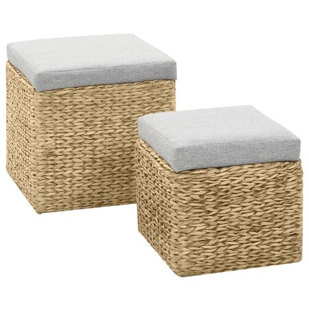 vidaXL Repose-pied 2 Pièces Jacinthe d'eau Gris