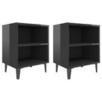 vidaXL Tables de chevet pieds en métal 2 Pièces Noir brillant 40x30x50 cm