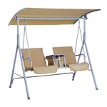 Balancelle design de jardin 2 places inclinaison toit réglable 170L x 110l x 165H cm acier gris clair beige