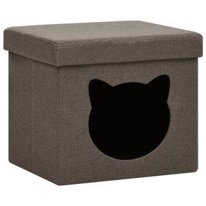 vidaXL Tabouret de rangement pliable avec motif de chat Marron Tissu