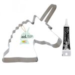 Découpoir à pâtisserie inox XXL Licorne + Stylo de glaçage noir