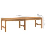 vidaXL Banc de jardin 150 cm Bois de teck massif