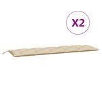 vidaXL Coussins de banc de jardin 2 Pièces beige 180x50x7 cm tissu Oxford