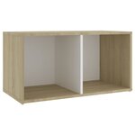 vidaXL Meuble TV Blanc et chêne sonoma 72x35x36 5 cm Aggloméré