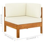 vidaXL Salon de jardin 9 Pièces avec coussins blanc crème Bois d'acacia