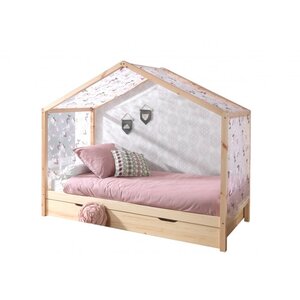 Dallas Lit ZH 90X200cm Naturel + Tente textile Papillon + lit gigogne
