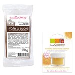 Pâte à sucre marron 100 g + paillettes dorées