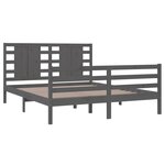vidaXL Cadre de lit Gris Bois de pin massif 160x200 cm
