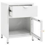 vidaXL Table de chevet Blanc 40x30x54 5 cm Acier et verre