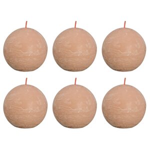 Bolsius Bougies boule rustiques Shine 6 Pièces 76x71 mm Rose brumeux
