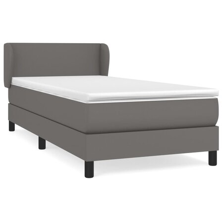 vidaXL Lit à sommier tapissier avec matelas Gris 100x200 cm Similicuir