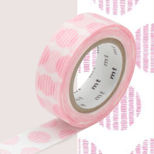 Masking Tape MT 1 5 cm Rond hachuré rose