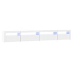 vidaXL Meuble TV avec lumières LED Blanc brillant 270x35x40 cm