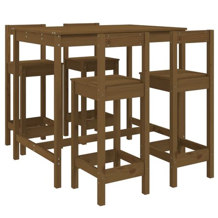 vidaXL Ensemble de bar de jardin 5 Pièces marron miel bois de pin massif