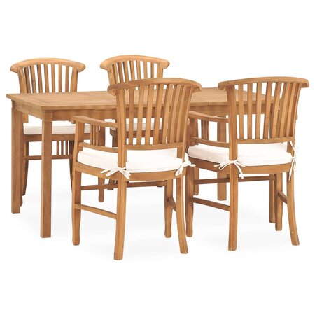 vidaXL Ensemble à dîner de jardin 5 Pièces avec coussins Teck solide