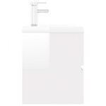 vidaXL Armoire d'évier avec lavabo intégré Blanc brillant Aggloméré