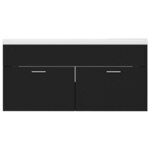 vidaXL Armoire d'évier avec lavabo intégré Noir Aggloméré