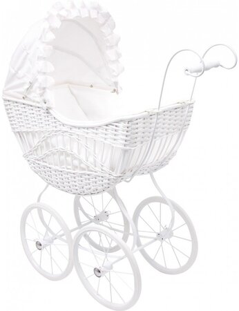 Landau de poupée rétro en rotin  63 x 28 x 72 cm