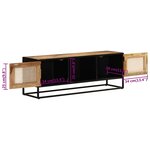 vidaXL Meuble TV 110x30x40 cm bois massif de manguier brut et fer