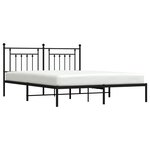vidaXL Cadre de lit métal avec tête de lit noir 180x200 cm