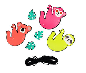 Etiquette fluo Jungle avec cordelette 6 pièces