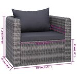 vidaXL Salon de jardin 8 Pièces avec coussins Résine tressée Gris