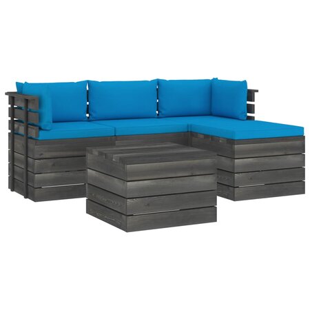 vidaXL Salon palette de jardin 5 Pièces avec coussins Bois de pin massif