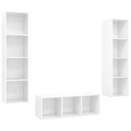 vidaXL Ensemble de meuble TV 3 Pièces Blanc brillant Aggloméré