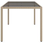 vidaXL Table de jardin 150x90x75 cm Verre trempé/résine tressée Beige
