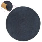 vidaXL Tapis tressé réversible Bleu marine et naturel 120 cm Jute Rond