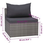 vidaXL Salon de jardin 8 Pièces avec coussins Résine tressée Gris