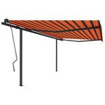 vidaXL Auvent automatique rétractable et poteaux 4 5x3 m Orange/marron
