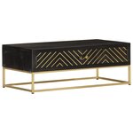 vidaXL Table basse Noir et doré 90x50x35 cm Bois solide de manguier