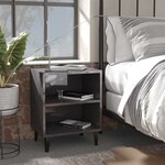 vidaXL Table de chevet avec pieds en métal Gris brillant 40x30x50 cm