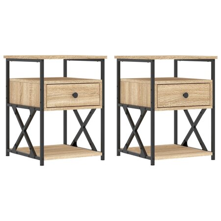 vidaXL Tables de chevet 2 Pièces chêne sonoma 40x42x55 cm bois ingénierie