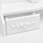 vidaXL Coiffeuse avec tabouret et miroir pliable en 3 Blanc