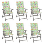 vidaXL Chaises inclinables de jardin 6 Pièces avec coussins Bois d'acacia
