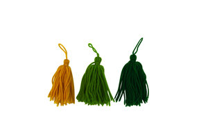Pompon houppe en laine Camaieu vert 8cm 3 pièces
