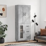 vidaXL Buffet haut Gris béton 69 5x34x180 cm Bois d'ingénierie