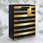 Sac cadeau grand format rayures noires et or - draeger paris