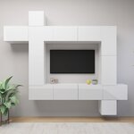 vidaXL Ensemble de meuble TV 9 Pièces Blanc brillant Aggloméré